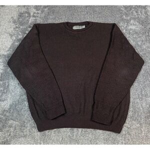 David Taylor Mens 2XL Vintage Textured Knit Crewneck Sweater Brown Made in USA